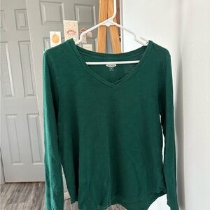 Old Navy Deep Green Long Sleeve V-Neck Top